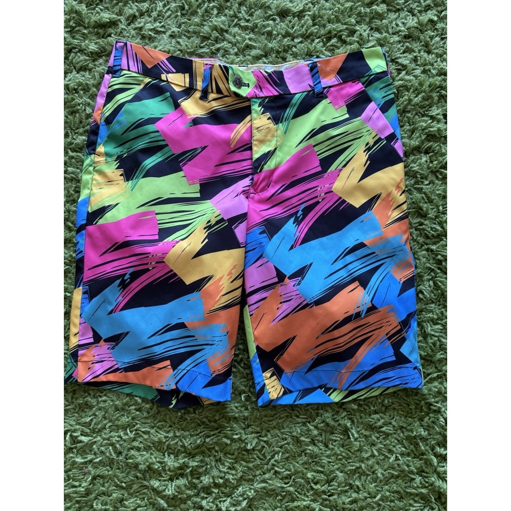 Loudmouth Shorts Mens 34 Multicolor Broad Paint Strokes Golf Chino